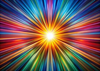 Obraz premium Vibrant Radiating Lines and Rays Creating a Multicolor Starburst Effect in Portrait Photography Style for Artistic Visuals and Abstract Designs