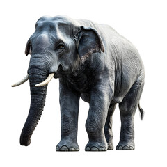 Obraz premium Large gray elephant standing isolated on transparent background, an animal with wrinkles and a long trunk.