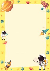 Obraz premium colorful style template astronaut style document paper border