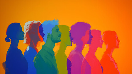 Multicolored silhouettes of people symbolizing inclusivity and the beauty of diversity.
