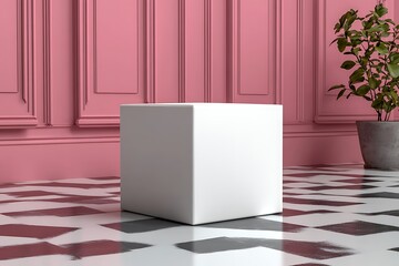 Light Realistic Package Cardboard Box with a transparent window. Front view. Template For Mockup Your Design