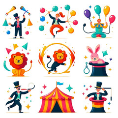 Cheerful Circus Icon Set for Colorful Carnival Creations
