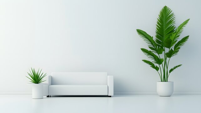 Minimalist living room setup with only a sofa and a coffee table, capturing a modern aesthetic, 8K