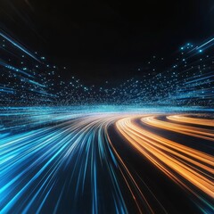 Abstract Light Trails, Motion Blur of Light, Traffic Light Trails, Night Time City Lights, Data Flow