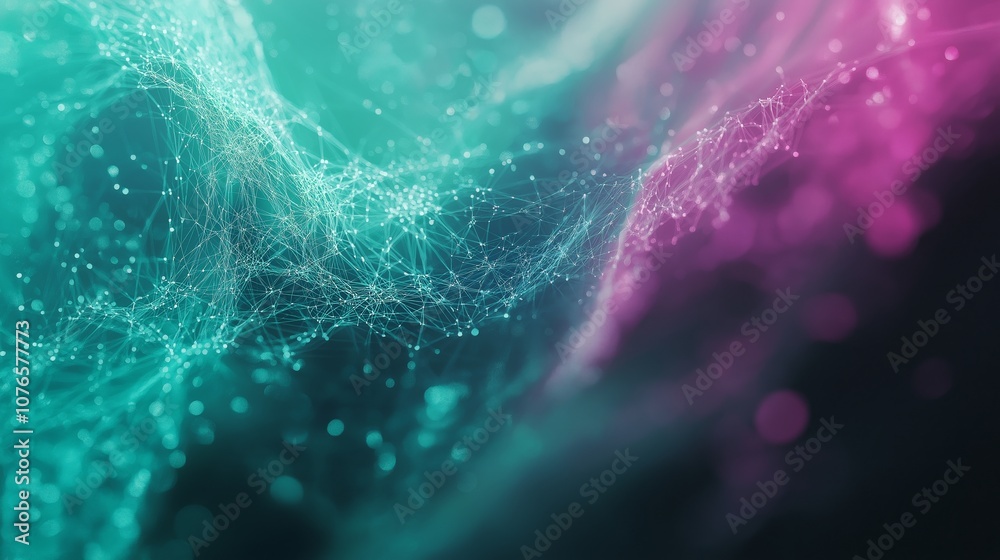 Poster an abstract background in a high-tech style. shining lines and patterns resembling neural networks, 