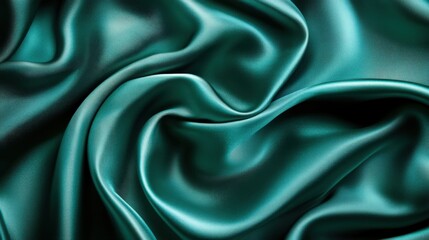 Obraz premium Luxurious Teal Silk Fabric with Elegant Drapery and Soft Texture