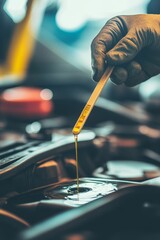 Fototapeta premium Oil dripping into car engine