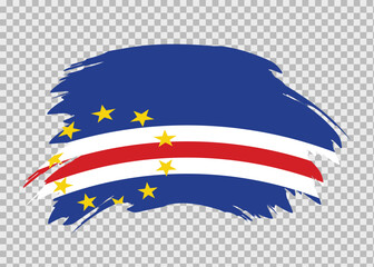 Flag of Cabo Verde with distressed paint stroke brush effect on isolated background