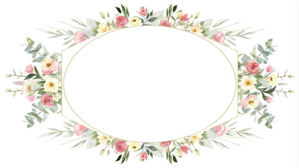 Fototapeta premium Elegant watercolor floral frame, design elements. Can be used for wedding invitations, greeting cards, scrapbooking, print, gift wrap, manufacturing