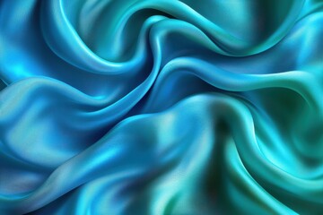 Obraz premium A close-up view of flowing blue and teal silk fabric, showcasing its texture and sheen.