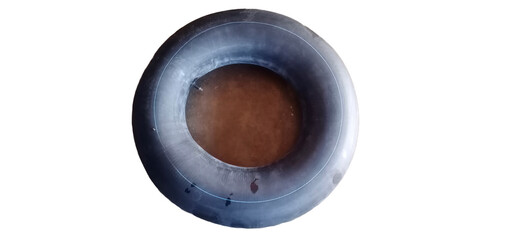 Closeup of Old Small Tyre Tube isolated on a transparent Background
