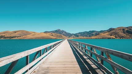 Obraz premium Bridge over a turquoise blue lake