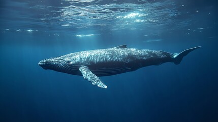 Obraz premium Humpback whale swimming in the ocean.