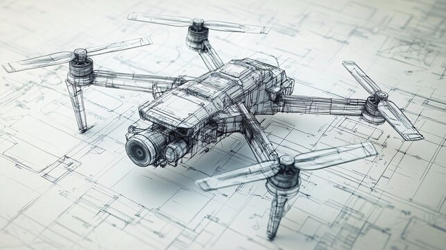 Simple sketch of a drone suitable for security-related concepts.
