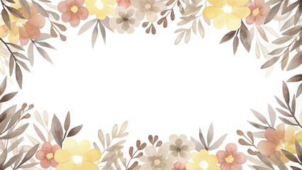 Obraz premium Watercolor floral background. Hand painted floral frame. Vector illustration.