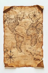 Old, worn, and wrinkled paper map.