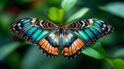 Fototapeta premium Close-up of a butterfly with detailed wings in sharp focus, showing intricate patterns