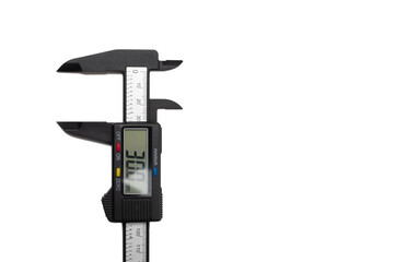 Electronic caliper with display photographed on a white background.