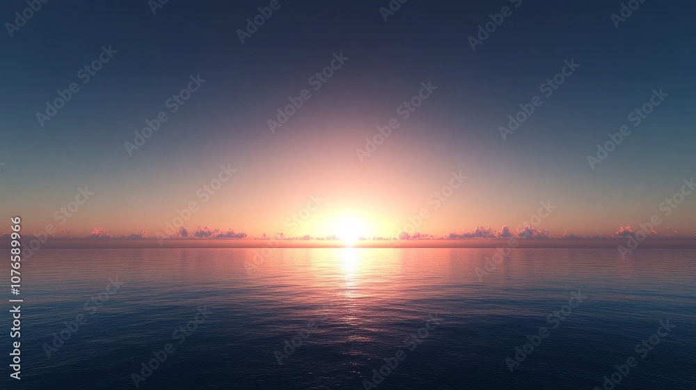 Aufkleber the sun is setting over the ocean, creating a beautiful and serene atmosphere