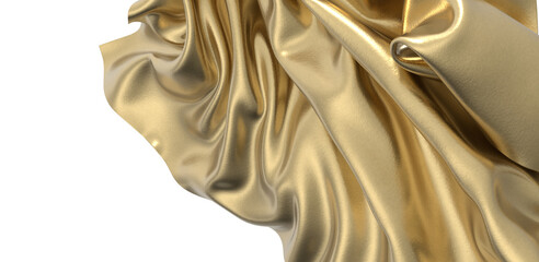 A luxurious wave of golden fabric The perfect backdrop for your product