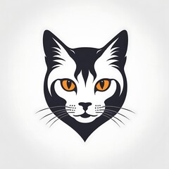 Obraz premium Cat face animal art design logo make solid background image