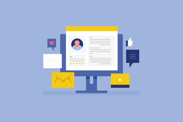 User generated content, UGC, Content creator crating content for social media, Content creation. Vector illustration concept.
