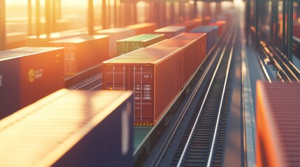 Cargo Train on Tracks