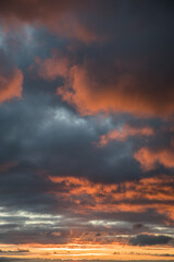 Beautiful skyscape with clouds at sunrise