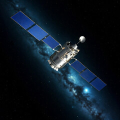 A space probe travels through the cosmos on a scientific mission. AI generated