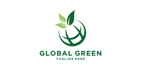 logo design global green, greening, environmental, agriculture, nature, world, logo design icon, vector, symbol, idea, creative.