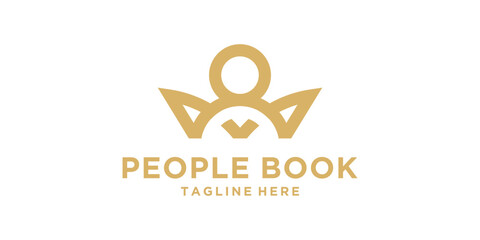 Obraz premium logo design people book,reading,learning,education,collage,logo design icon,vector,symbol,idea,creative.