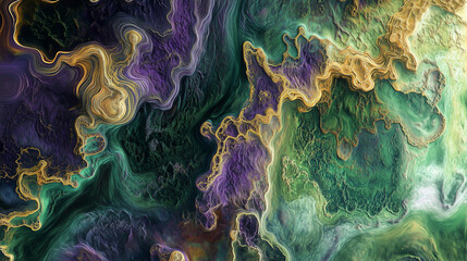 Vibrant Abstract Map-Like Textures in Green and Purple