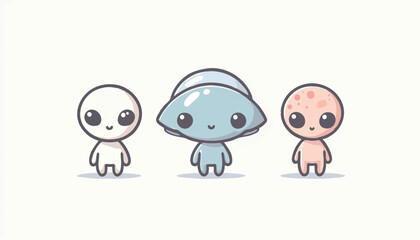 Fototapeta premium This image features three aliens with very cute and adorable designs.