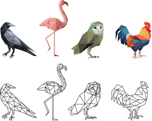  geometric set of birds from triangles