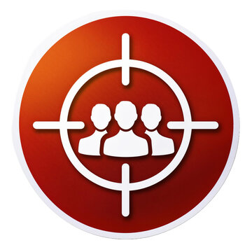 recommend clip art: Target audience icon sticker with white outline, focused strategy