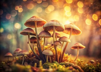Fototapeta premium Vintage Abstract Mushroom Artistry with Ethereal Hues and Textures in a Timeless Photography Style