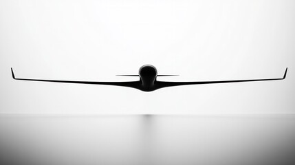 Silhouette of an airplane in flight with wings outstretched