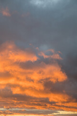 Beautiful skyscape with clouds at sunrise