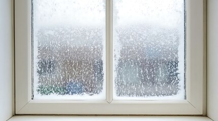 Fototapeta premium Frosted Window Pane with White Frame