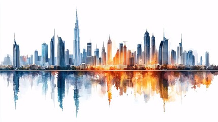 Obraz premium A watercolor painting of a cityscape. Vibrant cityscape with watercolor accents 