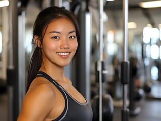 Fototapeta premium Young Gym Woman Asian Fitness Workout Lady
