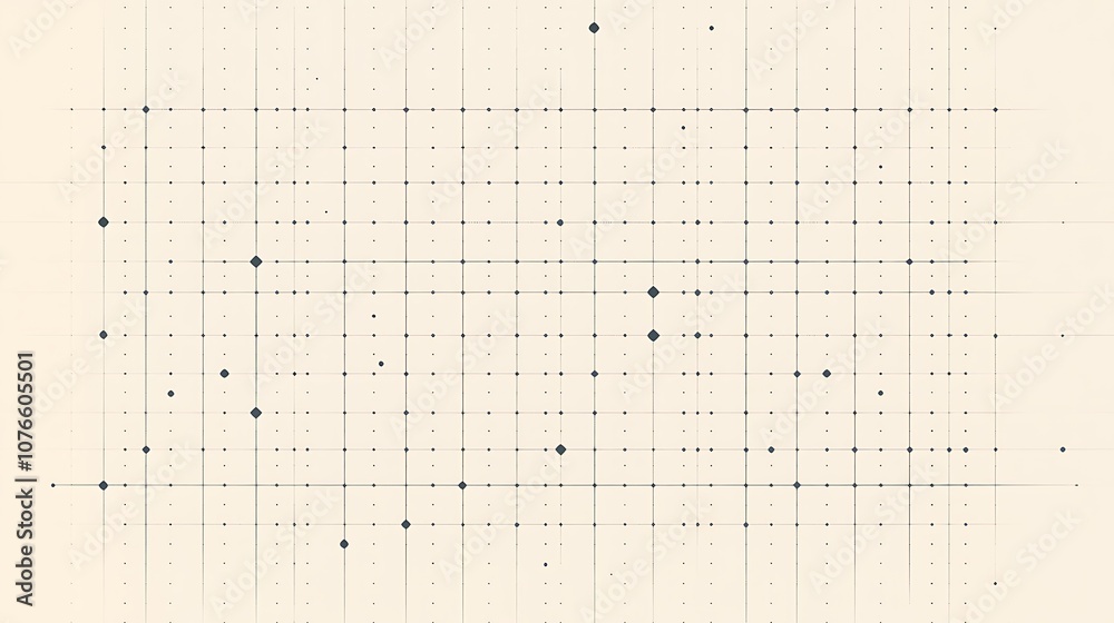Wall mural abstract grid pattern with scattered dots and diamonds