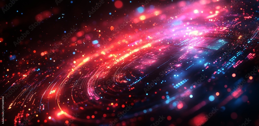 Poster this futuristic digital background illustration features a circle head-up display, a grid field and 