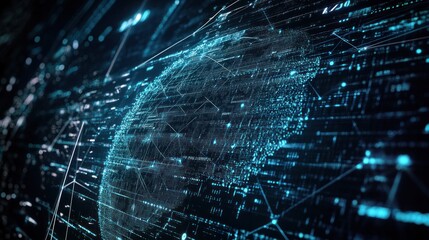 Obraz premium A futuristic globe composed of interconnected lines and nodes representing global connectivity,