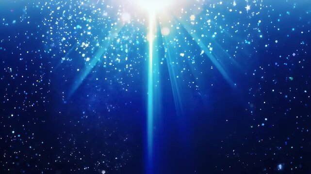 A shimmering blue glitter background video filled neon stars falling particles magical design light flare effects creates premium luxury feel making  perfect highend product designs exclusive New