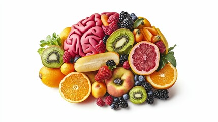 A Brain Shaped Arrangement of Fresh Fruits and Berries