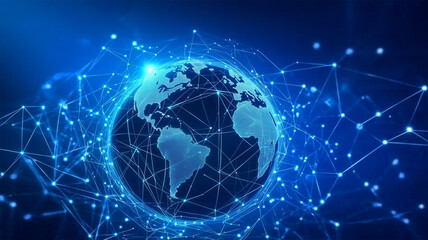 デジタル接続を表す光る地球