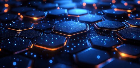 An interactive futuristic digital technology background with grid lines for copying and a digital circuit frame for displaying product information.