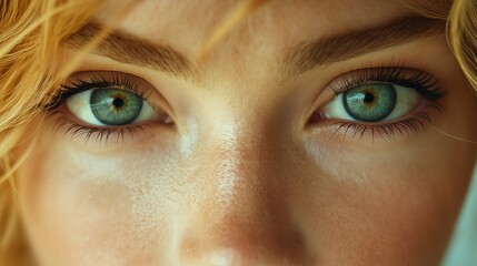 Naklejka premium Close-up of a woman's face with freckles