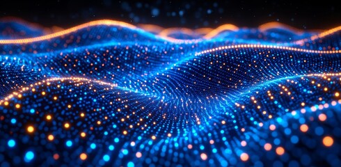 Graphite dots connecting networks in a futuristic blue background. Modern illustration.